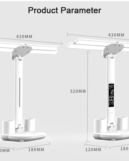 Rechargeable Table Lamp for Study, Desk Lamp Reading Light Led Table Light with Fan, Led Clock Dispaly Reading Lamp