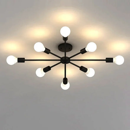 Modern Chandelier  Industrial  Living Room Black E27 Hotel Hall Home Decor Parlor Retro Simple Household Art Pendant Lights