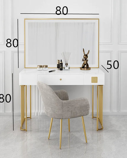 Vanity Set with Lighted Mirror, Makeup Vanity Dressing Table with LED Light, Drawers, Storage Shelves and Cosmetics Cabinet
