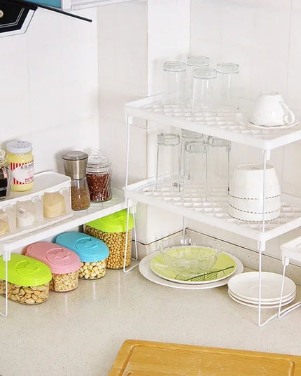 Home Closet Organizer Storage Shelf Kitchen Adjustable Storage Rack Shelves Cabinet Holders Space Saving Makeup Organizer