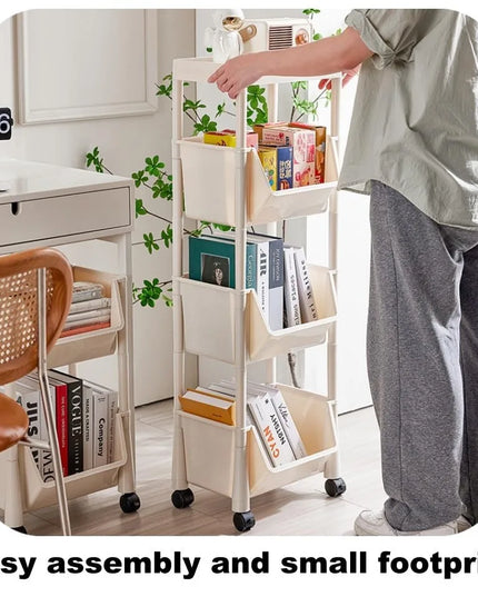 Children's Bookcases Rack Cart Home Toy Storage Reading Shelves Furniture With Wheels Removable Small Bookshelves With Wheels