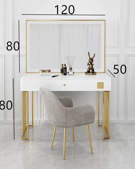 Vanity Set with Lighted Mirror, Makeup Vanity Dressing Table with LED Light, Drawers, Storage Shelves and Cosmetics Cabinet