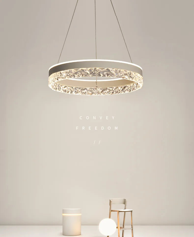 Modern LED Chandelier For Living Room Dining Room Bedroom Study Ring Ceiling Pendant Lamp Lustre Room Decorative Lighting Lamp