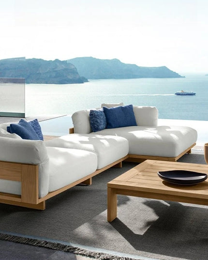 New Arrival Modern Design Outdoor Teak Sofa Combination Modern Teak Patio Garden Sofas Set Waterproof Villa Furniture