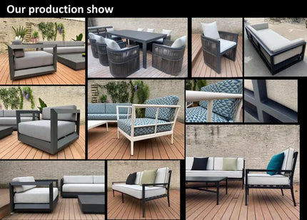 Modern Luxury 4-6 Person Aluminum Patio Coffee Set Sofa Coffee Table Combinatio Sectional Garden Sofas & Corner Sofa for Villas