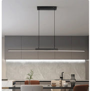 Modern LED Chandelier Featuring Minimalist Linear Panel Design 80/100cm Textured Pendant Light For Dining Rooms Bedrooms  Studie