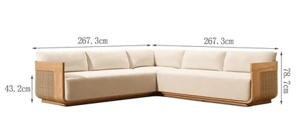 High Quality Hotel Patio Sectional L Shape Sofa Garden Set All Weather Rattan Teak Outdoor Furniture Set
