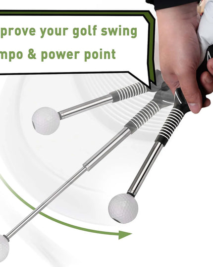 Retractable Golf Swing Trainer with Click Feedback Anti-Slip Rubber Grip Foldable Golf Practice Aid for Indoor Outdoor Training