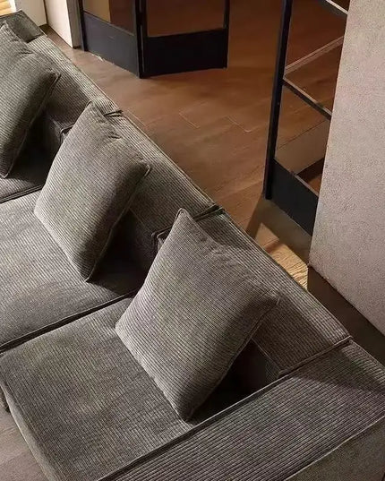 Compressed fabric sofa corduroy small unit straight row full sponge sofa without skeleton tofu block sofa
