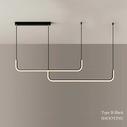 Modern LED Strip Chandelier Light Restaurant Kitchen Decor Ceiling Gold Hanging Pendants Living Room Lighting Indoor Lamp Lustre