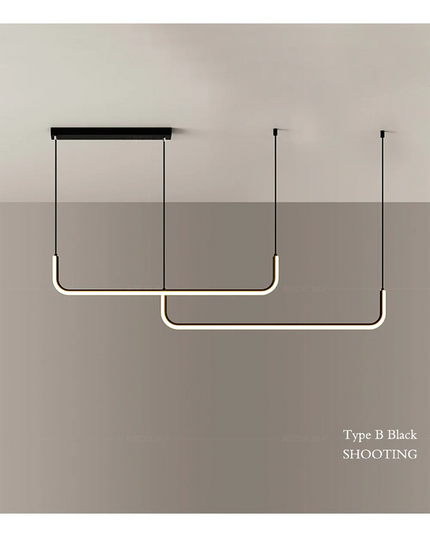 Modern LED Strip Chandelier Light Restaurant Kitchen Decor Ceiling Gold Hanging Pendants Living Room Lighting Indoor Lamp Lustre