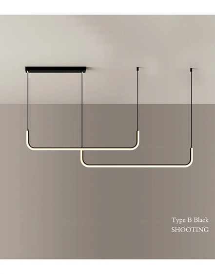 Modern LED Strip Chandelier Light Restaurant Kitchen Decor Ceiling Gold Hanging Pendants Living Room Lighting Indoor Lamp Lustre