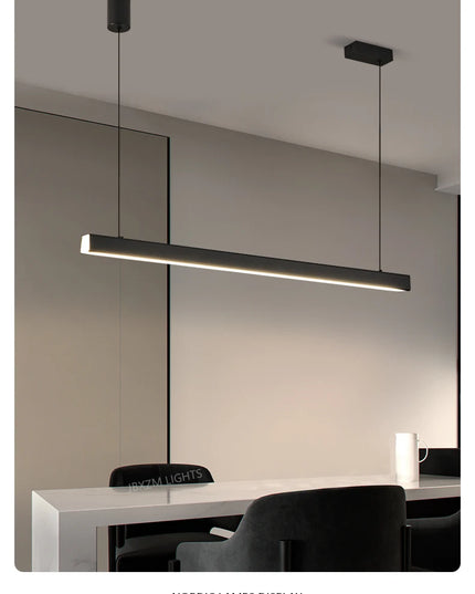 Modern LED linear chandelier for dining room office white bar pendant lights kitchen island lighting black minimalist lamp