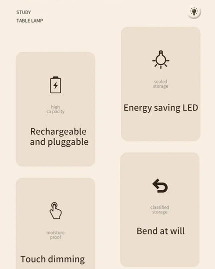 Portable USB Table Lamp Rechargeable Desk Lamp with Clip Bed Reading Night Light LED Touch 3 Modes Dimming Eye Protection Light