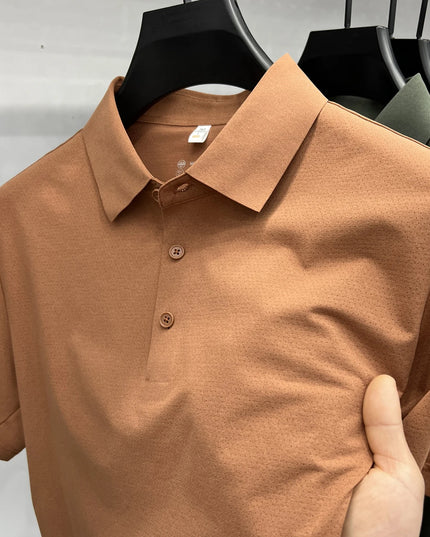 Top Brand Quality Mesh Fabric Sports Polo Shirt -Men's Wrinkle-resistant Breathable Ultra-stretch Golf Shirt Top and Tees