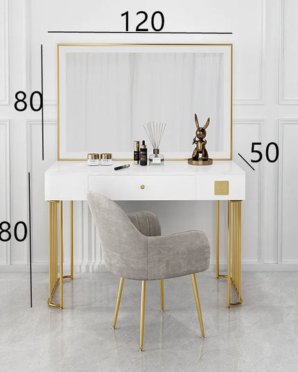 Vanity Set with Lighted Mirror, Makeup Vanity Dressing Table with LED Light, Drawers, Storage Shelves and Cosmetics Cabinet