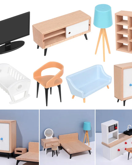 1:12 Scale Sofa Bed Wardrobe TV Cabinet Micro  Scene Model Dollhouse Miniature Furniture Playing House Landscape Dolls Accessory