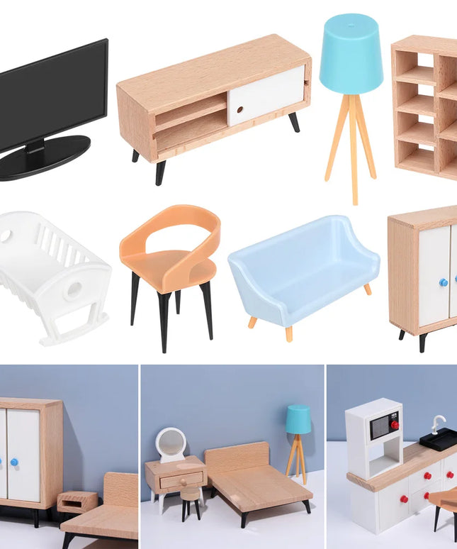1:12 Scale Sofa Bed Wardrobe TV Cabinet Micro  Scene Model Dollhouse Miniature Furniture Playing House Landscape Dolls Accessory