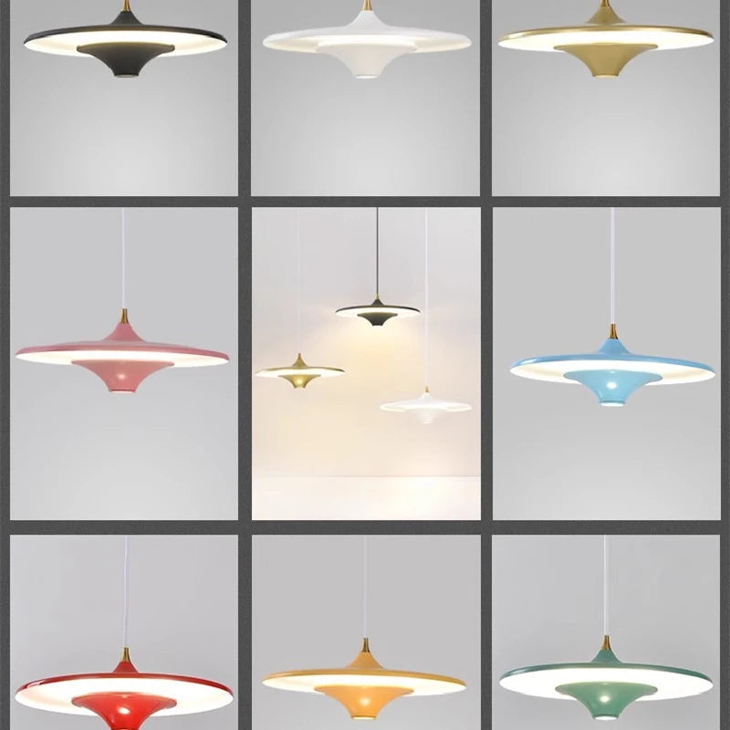 Modern Restaurant LED Chandelier Ceiling Pendant Light Dining Table Hanging Lamp Home Decor 1 Head UFO Indoor Lighting Fixture