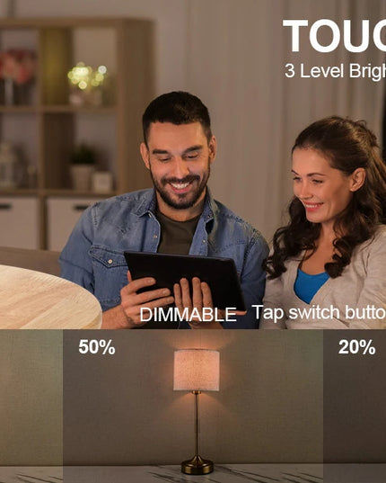 Cordless Table Lamps Rechargeable Battery Lamp with 3-Level Dimmable Fabric Touch Bedside Lamps for Bedroom, Living Room