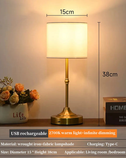 Cordless Table Lamps Rechargeable Battery Lamp with 3-Level Dimmable Fabric Touch Bedside Lamps for Bedroom, Living Room