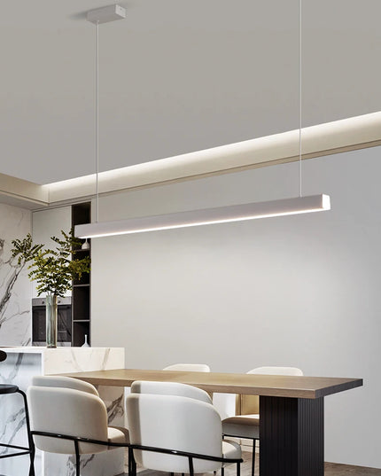 Modern LED linear chandelier for dining room office white bar pendant lights kitchen island lighting black minimalist lamp