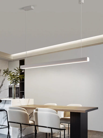 Modern LED linear chandelier for dining room office white bar pendant lights kitchen island lighting black minimalist lamp