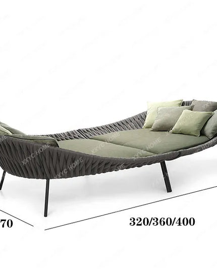Balcony Garden Sofa Large Reclining Bed Internet Celebrity Rattan Hotel Outdoor Pool Courtyard Open-Air Round Bed Table Combinat