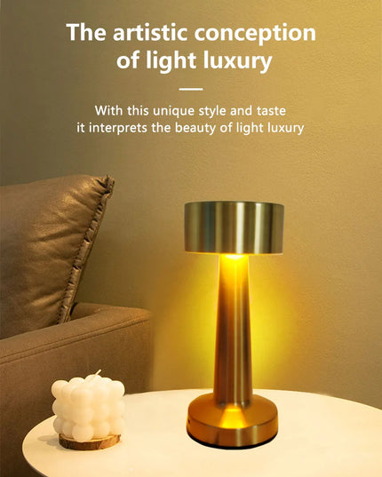 Rechargeable Led Table Lamp Retro Night Light Desk Bar Coffee Dining Room Home Decor Wireless 3 Colors Dimmable Touch Switch