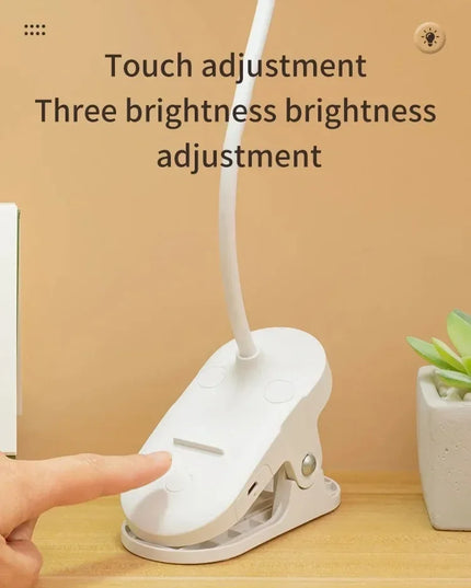 Portable USB Table Lamp Rechargeable Desk Lamp with Clip Bed Reading Night Light LED Touch 3 Modes Dimming Eye Protection Light
