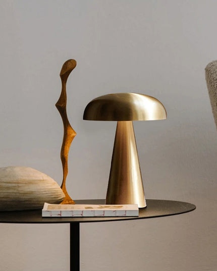 Rechargeable Table Lamp Bedroom Decoration Bar Living Room Bedside Mood Lights Touch Three Level Dimming Metal Mushroom Lamps