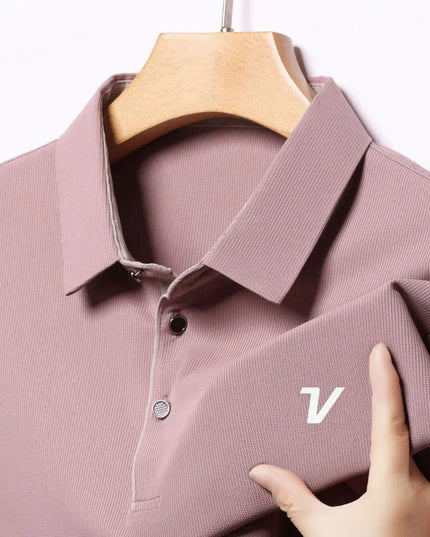 2025 new men's golf jersey summer collar, loose, elastic, quick drying and moisture absorption