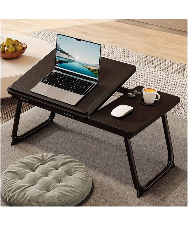 Portable Bed/Sofa Table, Sofa Tray, Home Desk, Breakfast Tray with Cup Holder, Bedside Laptop Stand, Foldable Bed Table