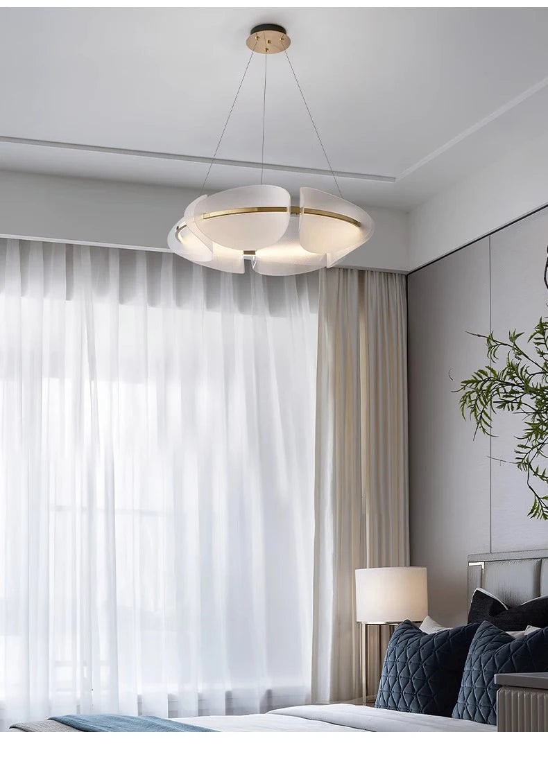 Modern leaf chandelier luxury designer Acrylic ring light Dining Room Home Bedroom Kitchen Hanging Lights Decor sofa living room