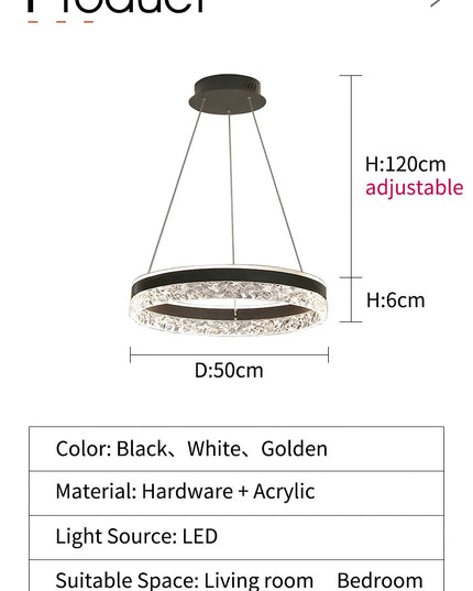 Modern LED Chandelier For Living Room Dining Room Bedroom Study Ring Ceiling Pendant Lamp Lustre Room Decorative Lighting Lamp