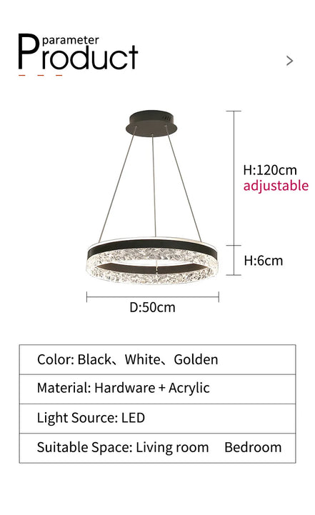 Modern LED Chandelier For Living Room Dining Room Bedroom Study Ring Ceiling Pendant Lamp Lustre Room Decorative Lighting Lamp