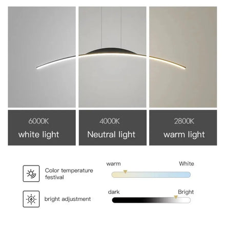 Modern LED Chandelier for Dining Room Kitchen Bar Living Bedroom Ceiling Pendant Lamp Black Simple Design Chandelier Light