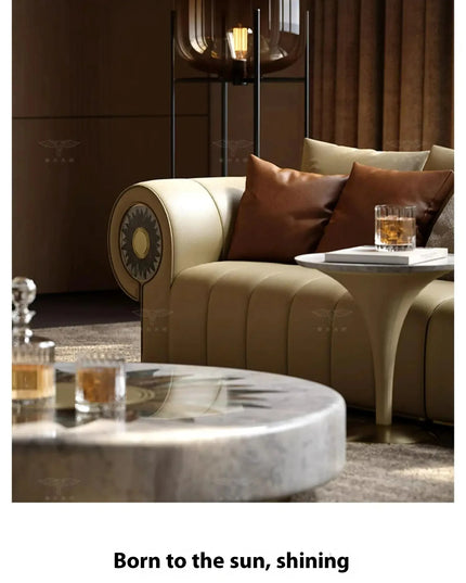 Italian Leather Living Room Sofas Minimalist Luxury Modern Design Sofa Multifunctional Elegant Meuble De Salon Home Furniture
