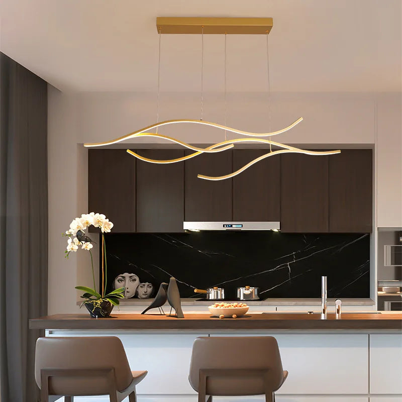 Modern Minimalist Led Chandelier Creative Personality Dining Room Bar Pendant Light Lighting Kitchen Hanging Lamp Lustre Fixture