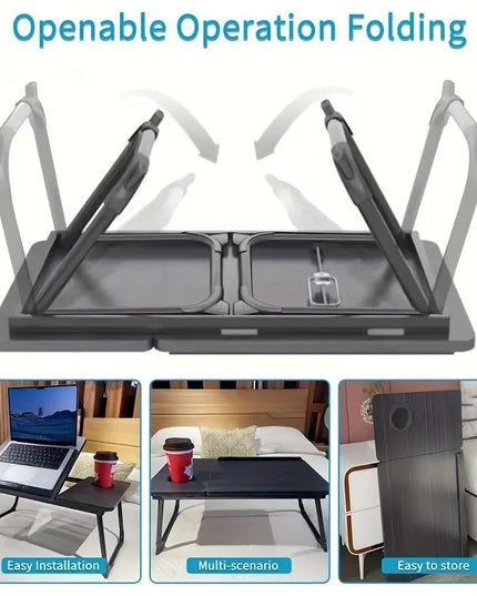 Portable Bed/Sofa Table, Sofa Tray, Home Desk, Breakfast Tray with Cup Holder, Bedside Laptop Stand, Foldable Bed Table