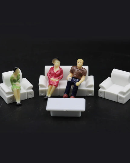 2 Sets 1:50 1:75 DIY Architecture Building Indoor Furniture Model Diorama ABS Plastic Sofa Set House Decoration for Layout