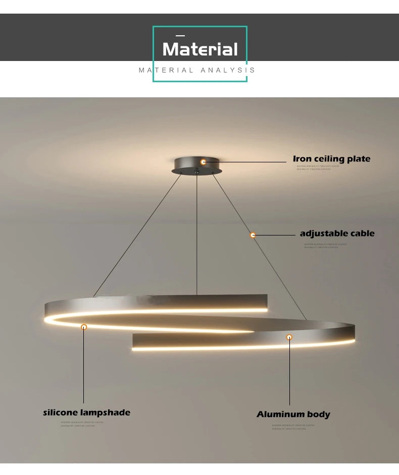 Modern LED spiral chandelier is suitable for living room dining room bedroom study villa home decoration lighting room decoratio