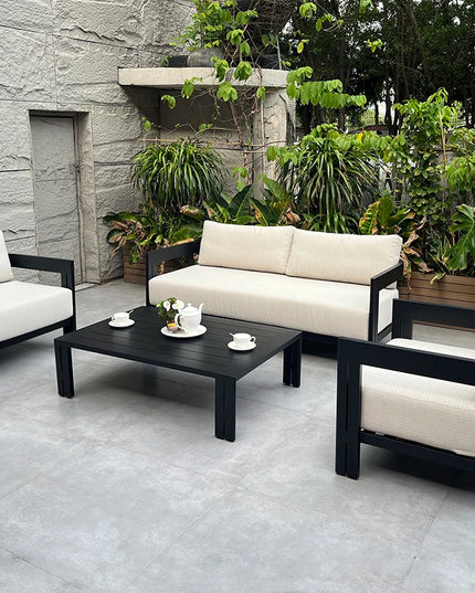 Outdoor Furniture Garden Aluminum Outdoor Sofa Living Single Sofa and Ottoman Set