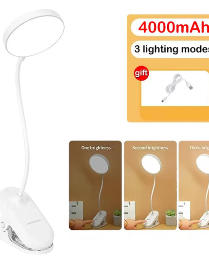 Led Table Lamp USB Rechargeable Night Light With Folding Clamp Study Stand Read Lamp Touch 3 Modes Dimming Eye Protection Light