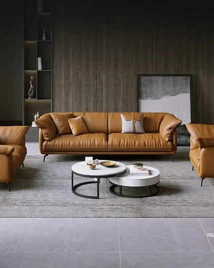 Modern Minimalist Living Room Leather Sofa  Apartment Furniture Set Combination Wtih Customzied Color