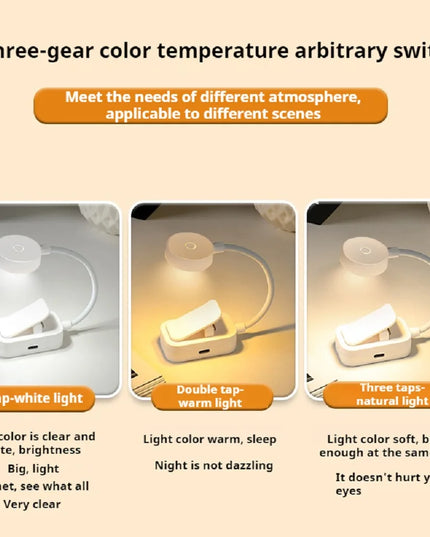 Rechargeable Portable LED Table Lamp Book Lights Adjustable Eye Protection Night Light Mini 360°Clip-On Reading Battery Desk Lam