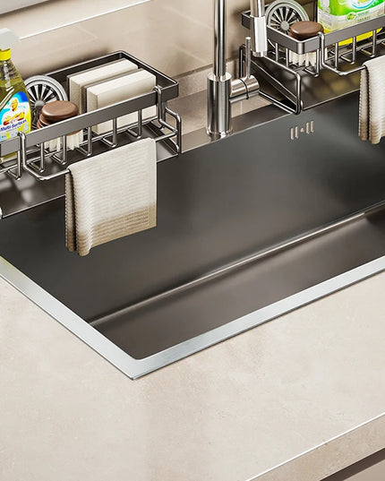 Sink Cleaning Tools Storage Rack Kitchen Drain Organizer Sponge Cleanser Rag Hanger - Space-Saving Home Essential