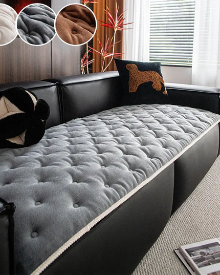 Sofa cushion with a light luxury feel for all seasons 2025 new flannel straight row anti slip sitting cushion