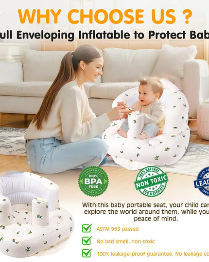 Children Inflatable Sofa,Inflatable Baby Sofa for Babies 3 Months & Up,Baby Seats for Infants, Blow Up with Built in Air Pump