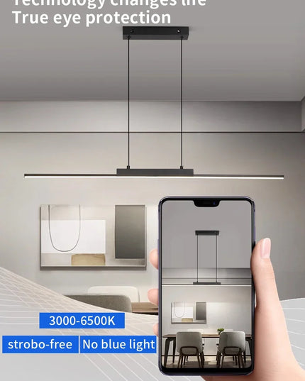 Modern LED Chandelier Featuring Minimalist Linear Panel Design 80/100cm Textured Pendant Light For Dining Rooms Bedrooms  Studie